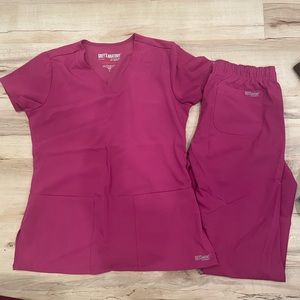 Greys anatomy scrub set xs bottom s top burgundy